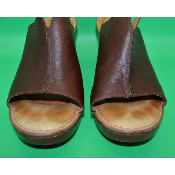 Born Leather Platform Slide Heels, Women's Sz 9, Brown - Picture 2 of 7